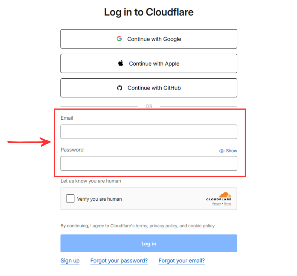 Cloudflare Sign Up পেজ