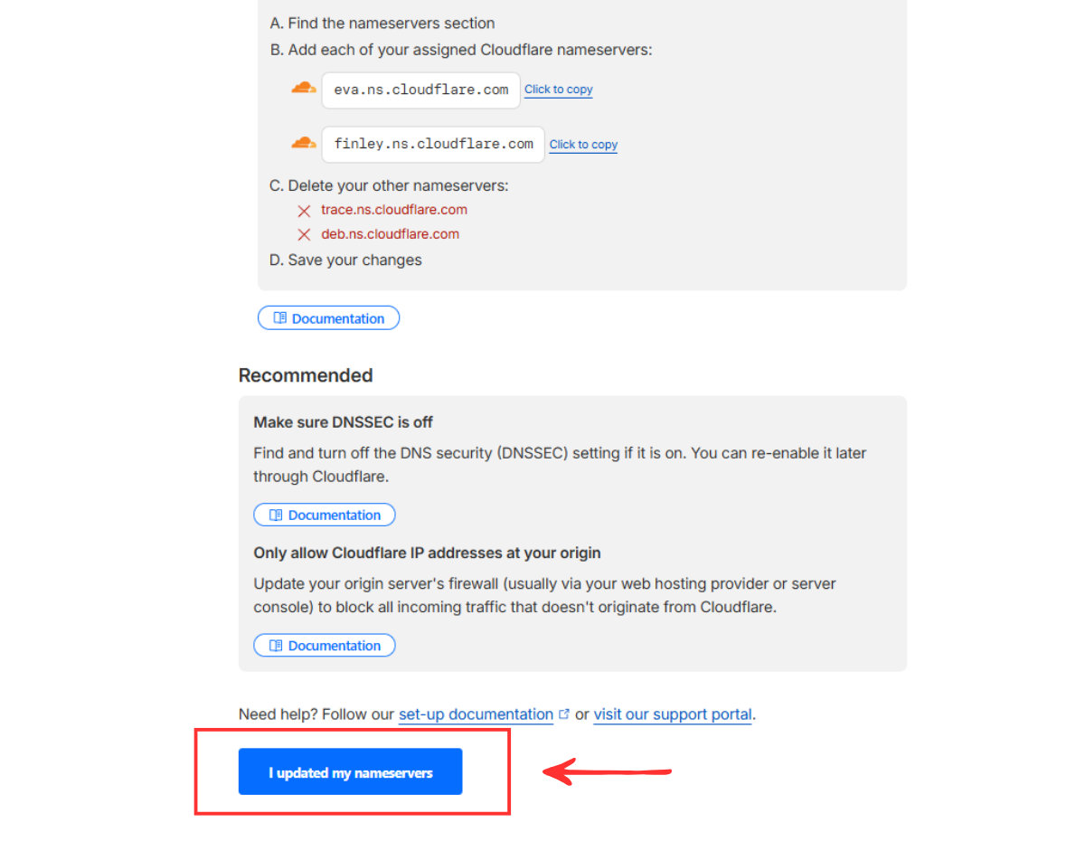 Cloudflare Nameserver কনফার্মেশন